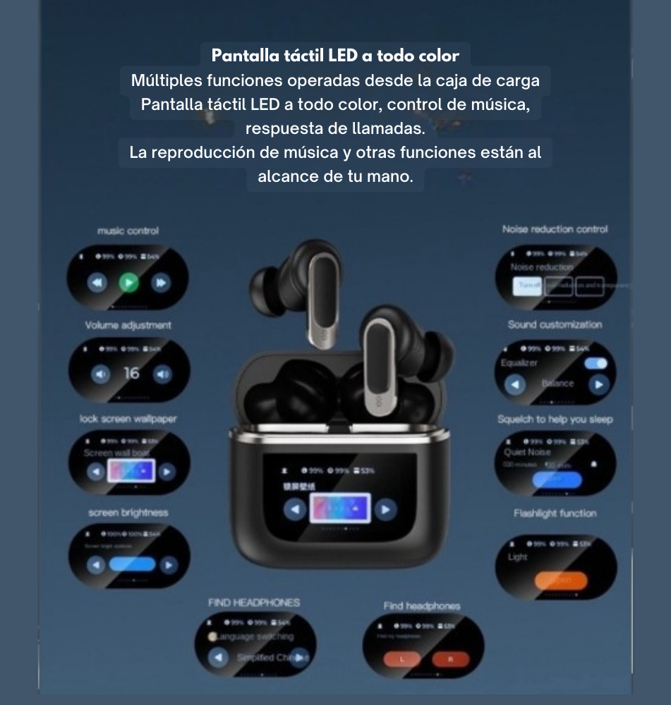 Auriculares Inteligentes con Bluetooth y Pantalla Táctil